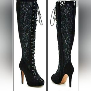 🔥Torrid Black ALL LACE Over the knee boots